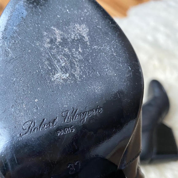 Robert Clergerie Black Toots Leather Wedge Ankle Boots 37 - Picture 10 of 16